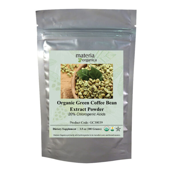 Green Coffee Bean Extract Powder, 20% Chlorogenic Acides, Organic Item #GC30039 (3.5 oz / 100 g)